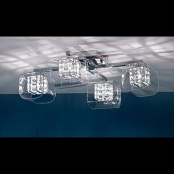 Impex Lighting Avignon 4LT Glass / Weaved Wire Cube Flush Ceiling Light