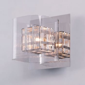 Impex Lighting Avignon Glass / Weaved Wire Cube Wall Light